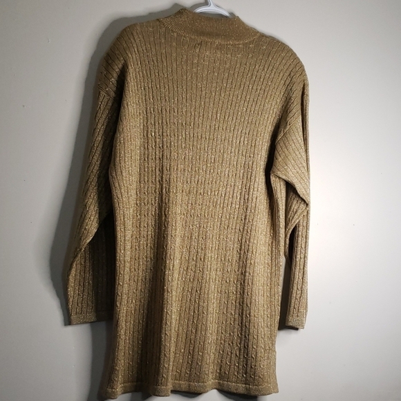 Jeremy Scott Gold Metallic Mock Neck Sweater Size Large - Picture 3 of 5
